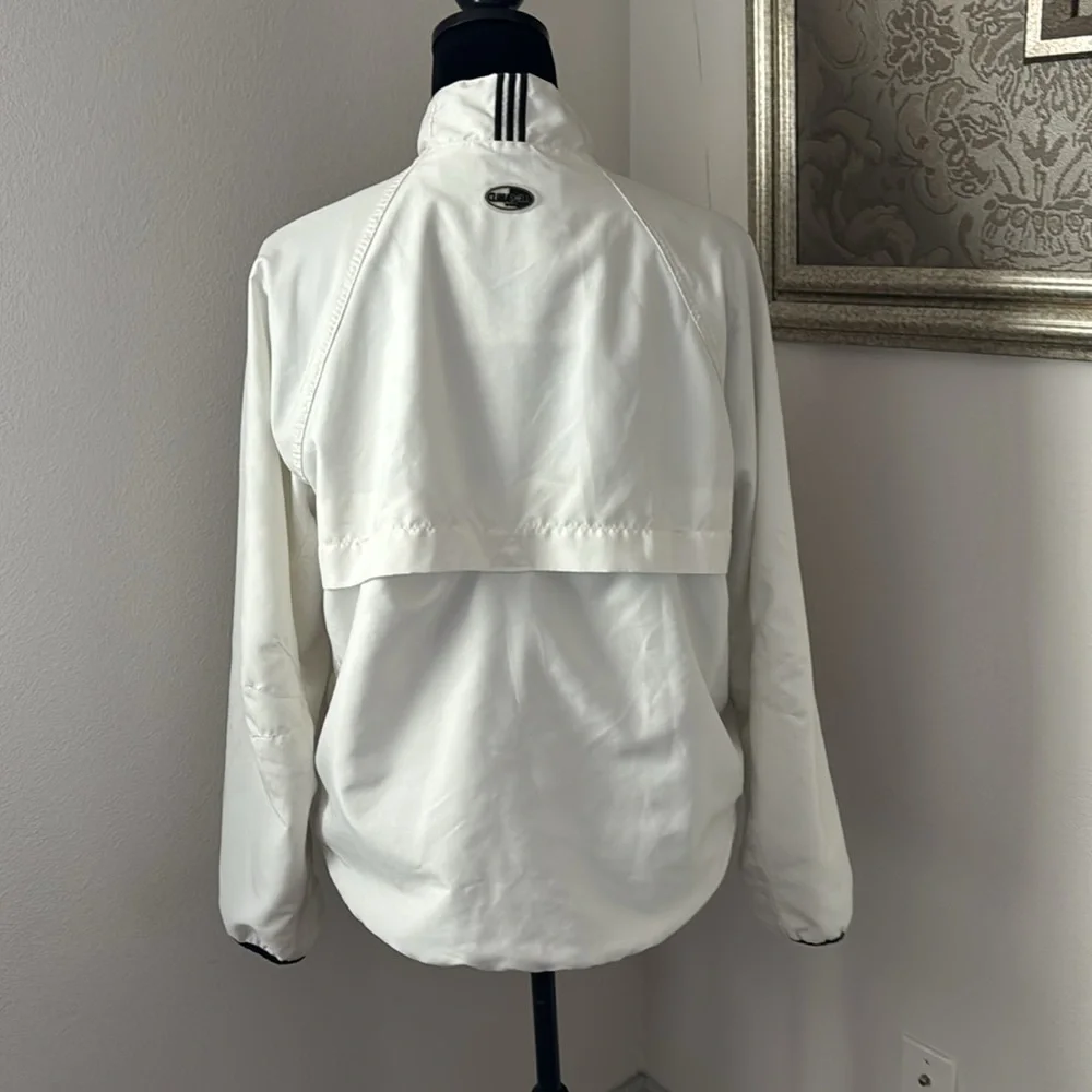 Adidas white 1/4 zip up light jacket‎ zip up pockets embroidered logo Sz M